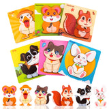 Wooden Puzzles for Toddlers 2-4, 6 Pack Pet Animal Jigsaw Puzzles Montessori Toys for 1 2 3 Year Old Girls Boys Preschool Learni