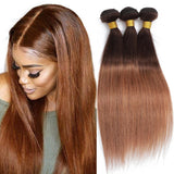 10 12 14 Ombre Straight Hair 3 Bundles 300g 100% Unprocessed Virgin Brazilian Remy Hair 12A Straight Human Hair Bundles 2 Ton
