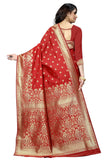 Sugathari Womens Banarasi Saree Pure Kanjivaram Silk Saree Soft New Ladies 2023 Design Wear Pattu Sarees Latest Cotton Party Sari Collections With Blouse Piece For Wedding Sadi (Sam Pari-100 Red)