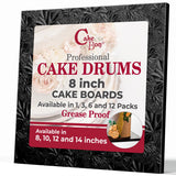 Cakebon Square Cake Boards - Sturdy 1/2 Inch Thick Cake Drums - 8 Inch Professionally Wrapped Edges Black 3-Pack