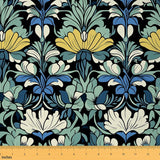 Erosebridal Garden Floral Green Yellow Flowers Women Fabric by The Yard 3 Yards | Botanical Aesthetic Waterproof Outdoor Decor N