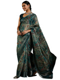 Libas Women'S Silk Blend Saree (16139_Green)