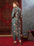 Gosriki Women'S Cotton Blend Straight Printed Kurta With Pant (Paresh Rama-Gs_Xl_Green_X-Large),Rama Green,,B0D73XW1WC