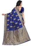 Sugathari Womens Banarasi Saree Pure Kanjivaram Silk Saree Soft New Ladies 2023 Design Wear Sarees Latest Cotton Party Sari Collections With Blouse Piece For Wedding Sadi (Sam San Eagle-3 Navy Blue)