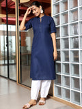 Libas Women'S Silk Regular Kurta (29269_Blue Blue M