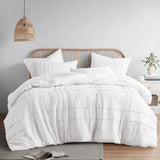 Comfort Spaces White Full Size Comforter Set - 3 Piece Pintuck Pleated Bedding Set, All Season Lightweight, Extra Soft Pre-Washe