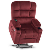 MCombo Large Lay Flat Dual Motor Power Lift Recliner Chair Sofa with Massage and Heat for Elderly People, Infinite Position, Fab