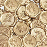 Pilloze 50 Pcs Gold Rose Wax Seal Stickers, Rose Envelope Wax Seal, Wedding Invitation Accessories, Easy to Use Gold Envelope St
