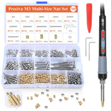 Preciva M3 Threaded Inserts Set, 360Pcs Heat Set Bolts Nuts with M3 Insert Tip and 60W Digital Soldering Iron, for 3D Printer Pa