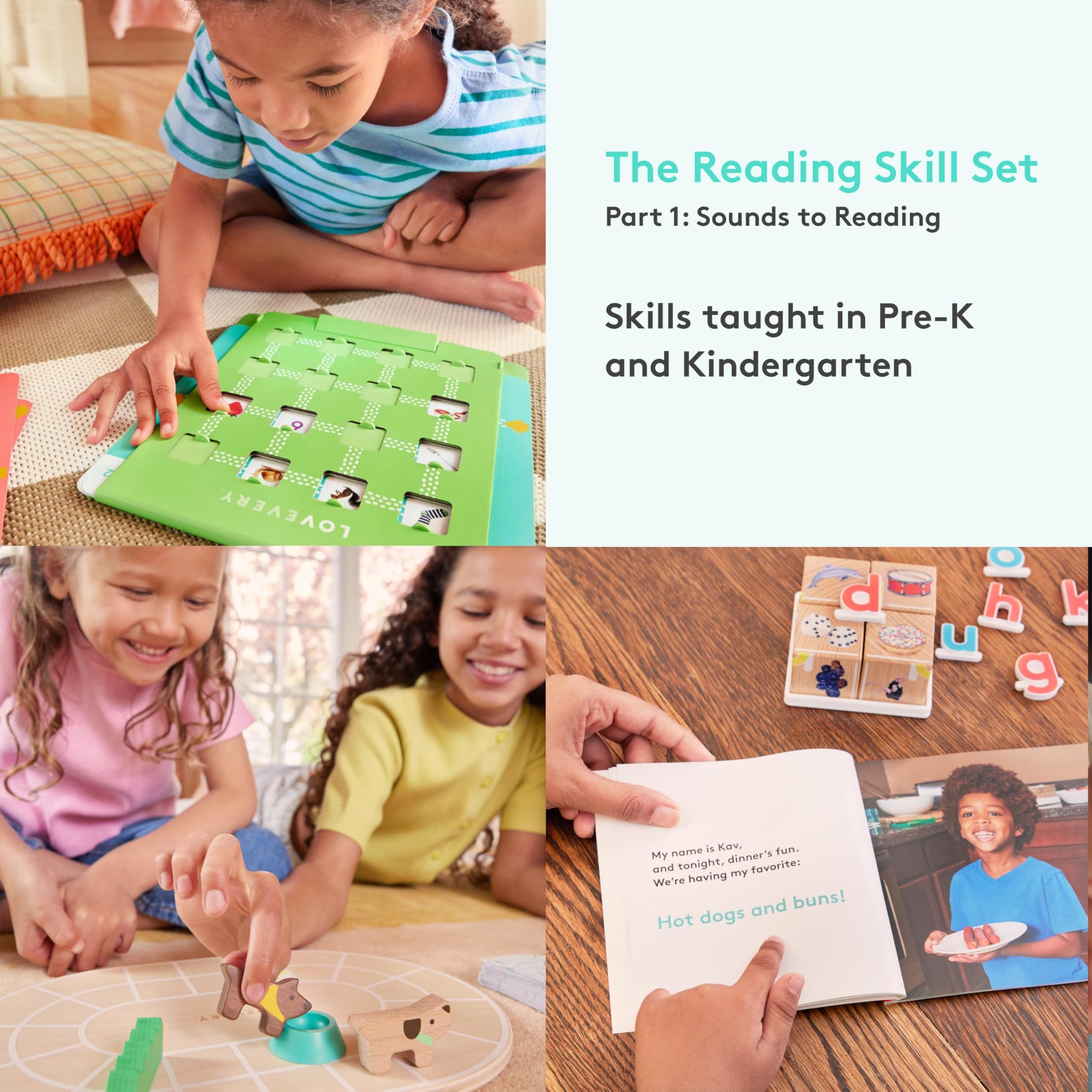 Lovevery Reading Skill Set, Learn to Read for Pre-K and Kindergarten, Fun Phonics Games and Books, Part 1