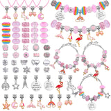 Flasoo DIY Charm Bracelet Making Kit, Jewelry Kit with Unicorn Mermaid Pink Stuff Craft Gifts for Birthday, Christmas, New Year