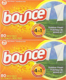Bounce Fabric Softener Sheets, Outdoor Fresh Scent, 80 Sheets (Pack of 2)