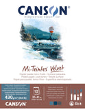 Canson Mi-Teintes Velvet Drawing Paper Pad, Cool Tones, Assorted Colors, Glue Binding, (260lb/430g), 12 Sheet, 12.6x16.1 inch, 1