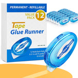 12 Pack Double Sided Tape Roller, 8mm x 315 Inch Permanent Adhesive Scrapbook Tape Dispenser Runner, Glue Tape Roller for Scrapb