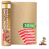 XFasten Brown Honeycomb Packing Paper for Moving 15-Inch x 131-Feet Bubble Honeycomb Wrap, Honeycomb Wrapping Paper for Packing 