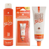 Vacation Orange Gel e SPF 30 Ultimate Bundle - Gel Tube Sunscreen, Spray Oil Sunscreen & Hanging Car Air Freshener, Hydrating B