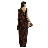 Womanista Womens Floral Printed Poly Georgette Saree With Mirror Lace (Tkim811_Black)