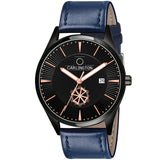 Carlington Analog Men'S Wrist Watch With Leather Strap - Ct 1020 Blueblack