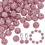 PH PandaHall 100pcs 10mm Pink Rhinestone Beads Clay Pave Disco Ball Round Diamond Clay Beads for Necklace Bracelet Jewelry Makin