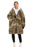 Catalonia Cheetah Zip Up Blanket Hoodie Sweatshirt, Oversized Sherpa Pullover Jacket Coat for Men Women, Comfortable Gift for He