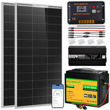 ECO-WORTHY 200 Watt 12V Complete Solar Panel Starter Kit for RV Off Grid with Battery and Inverter: 200W Solar Panels+30A Charge