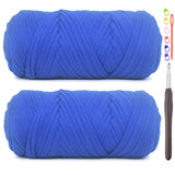 2 Pack Tshirt Yarn for Crocheting,Royal Blue T Shirt Chunky Elastic Fabric Thick T-Shirt Crochet Yarn for Beginners Crocheting H