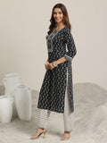 Libas Women Pure Cotton Kurta Set (366300R, Black, Large)
