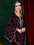 Libas Womens Embellished Velvet Straight Kurta With Trousers And Dupatta Burgundy S 39036