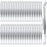 Honoson 48 Pcs Stainless Steel Tweezers for Crafting with Curved Serrated Tip Multipurpose Forceps Sewing Machine Tweezers Bulk 