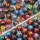 BERMRO 16mm Acrylic Beads 20pcs Leopard Print Focal Spacer Bead Black&Brown Chunk Bubblegum Beads for DIY Crafting Necklace Brac