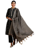 Libas Womens Woven Design Cotton Blend Straight Kurta With Trousers And Dupatta