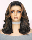 250 Density Curtain Bangs Face-Framing Highlight Bob Wig Human Hair 15A 6x6 Glueless Wigs Human Hair Pre Plucked Pre Cut Bob Loo