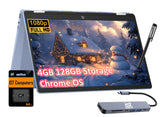 HP Chromebook X360 14b 2-in-1 Laptop (14 FHD Touchscreen, Intel N100, 4GB RAM, 128GB Storage (64GB eMMC + 64GB SD Card)) Home & 