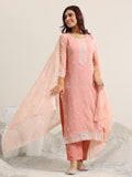 Libas Women'S Poly Chiffon Kurta Set (99521 Peach L