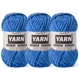 3 Pack Blue Fluffy Chunky Chenille Crochet Yarn, Baby Yarn for Crocheting Soft Blanket, Bulky Velvet Yarn (100g/54.8yds Each), P