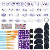 53Pcs Elf Princess Face Paint Stencils Kit,Reusable Body Facial Painting Art Templates for Halloween, Party Makeup and Temporary