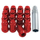 Wheel Accessories Parts Set of ATV/UTV 16 Red 3/8 UNF Lug Nuts 1.38 Long for Car Small Diameter Bulge Acorn Spline Lug Nuts Cone