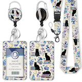 Gctriki Black Cat Lanyards for ID Badges, Cute id Holder with Lanyard, Retractable Badge Reel Clip Keychain Name Tag Protector f