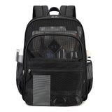 MOONBABY Mesh Backpack Heavy Duty See Through School Backpack Transparent Bookbag for Swimming, Beach, Sports, Work, Travel (Bla