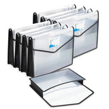 Glun Pack Of 10 Translucent File Folder A4 Carry Bag With Strong Stitch, Black Strong Borders With Poly Cloth, Documents File St