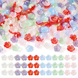 Cheriswelry 240Pcs Acrylic Flower Bead Caps 5-Petal Flower End Caps Colorful Floral Loose Spacer Beads 10.5x4mm for Bracelet Ear