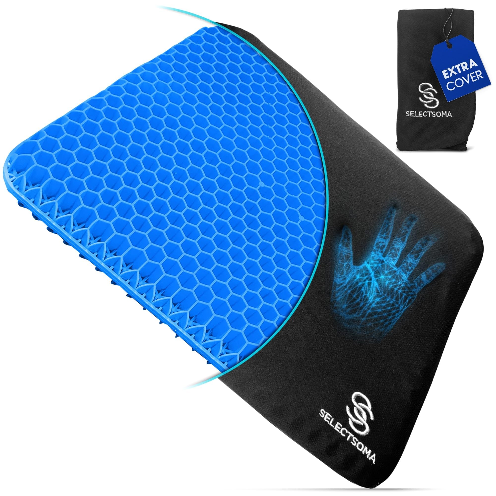 SelectSoma Gel Seat Cushion for Long Sitting Pressure Relief for Back, Sciatica, Coccyx, Tailbone Pain - Cushion for Office Chai