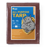 GUARD SHIELD Brown/Green Tarp 6x6 Feet Medium Duty Outdoor Waterproof Multi Purpose Poly Tarps Cover 7mil
