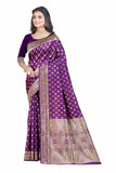 Sugathari Womens Banarasi Saree Pure Kanjivaram Silk Saree Soft New Ladies 2023 Design Wear Pattu Sarees Latest Party Sari Collections With Blouse Piece For Wedding Sadi (San Pari-192 Purple)