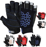 MRX BOXING & FITNESS Sailing Gloves Sticky Palm Gripy Glove Yachting Kayak Dinghy Fishing Short Finger Multi Colors (Black/Blue,
