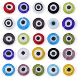 COIRIS 140pcs Multicolor Evil Eye Glass Beads, Handmade Lampwork Evil Eye Charms, 8mm Flat Round Evil Eye Spacer Beads for DIY J