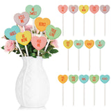 TICIAGA Valentines Wooden Decorative Picks - 14PCS Valentines Day Double-Sided Wooden Heart Picks with Words Romantic Farmhouse 