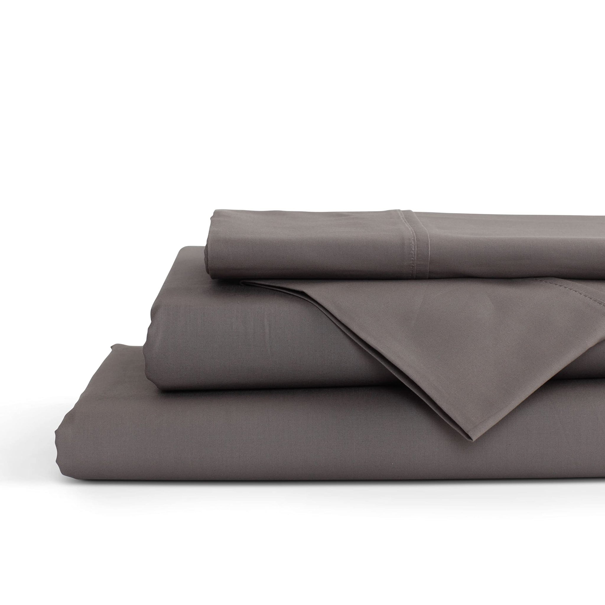 100% cotton Percale Sheets Full Size, charcoal, Deep Pocket, 4 Pieces Sheet Set - 1 Flat, 1 Deep Pocket Fitted Sheet and 2 Pillo