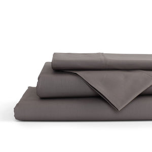 100% cotton Percale Sheets Full Size, charcoal, Deep Pocket, 4 Pieces Sheet Set - 1 Flat, 1 Deep Pocket Fitted Sheet and 2 Pillo
