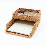HAMOTOPI Desk Organizer Letter Tray Set of 2, Woven Water Hyacinth Tabletop Desktop for Storage Paper Letter Folders Notebooks C